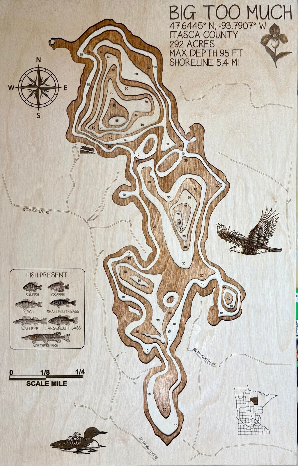 Big Too Much Lake – great name, even better structure – depth map by Laser Lakes