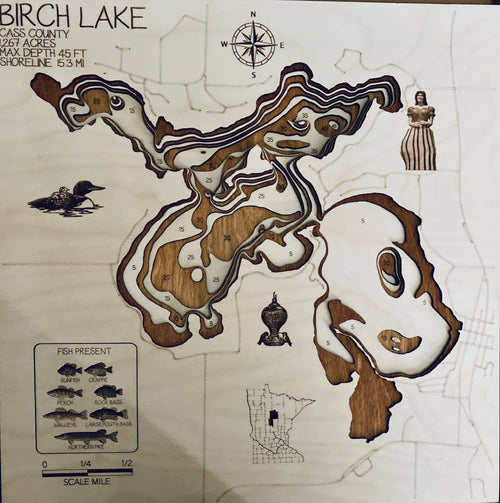 Birch Lake near Hackensack – Cass County – with customized features by Laser Lakes