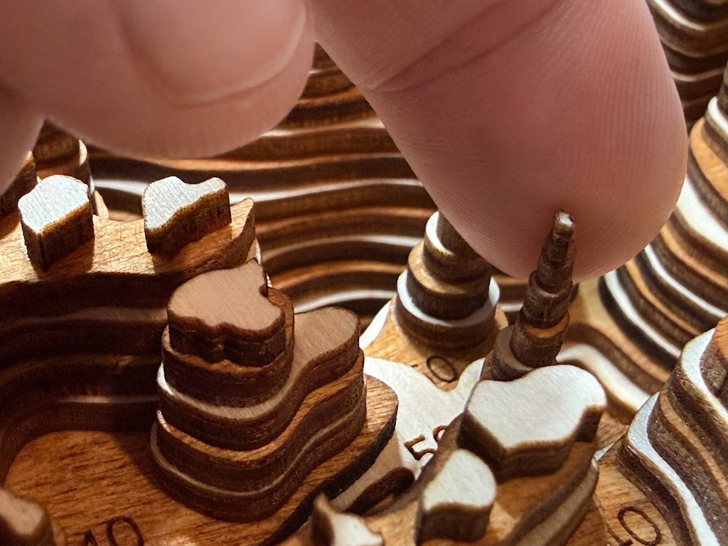 Burntside Lake depth map detail – layered Baltic Birch, laser cut | Laser Lakes
