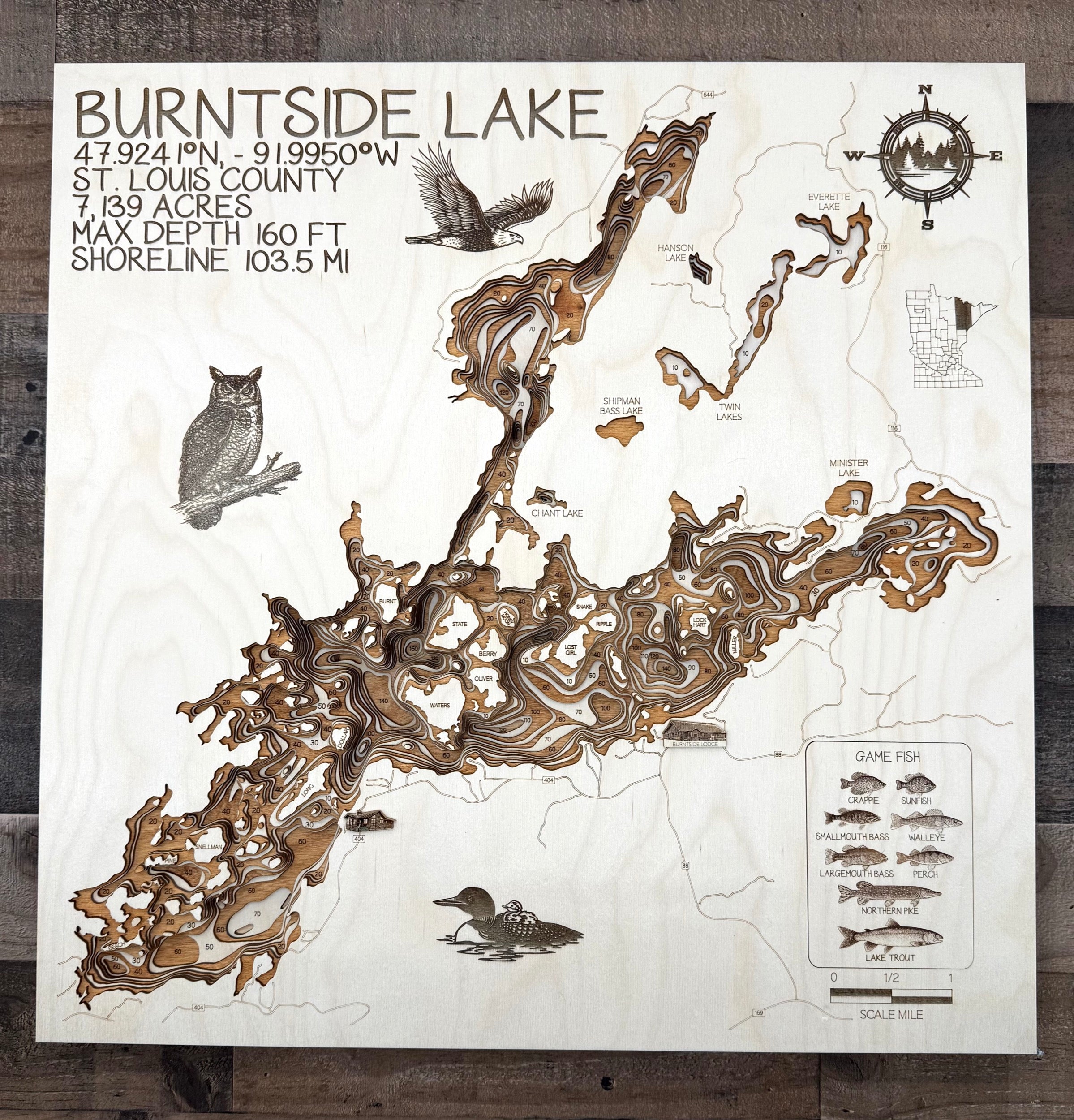 Burntside Lake Map (HD) - St. Louis County - Minnesota