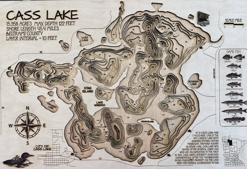 Cass Lake – the map that started Laser Lakes – depth map by Nate