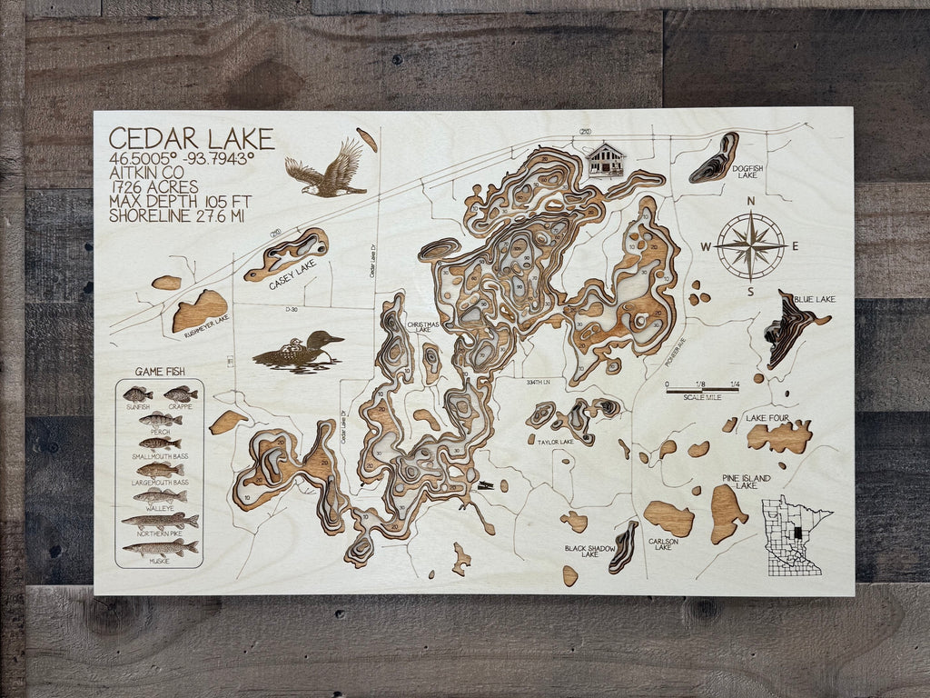 Cedar Lake detail: precision laser work in Baltic Birch