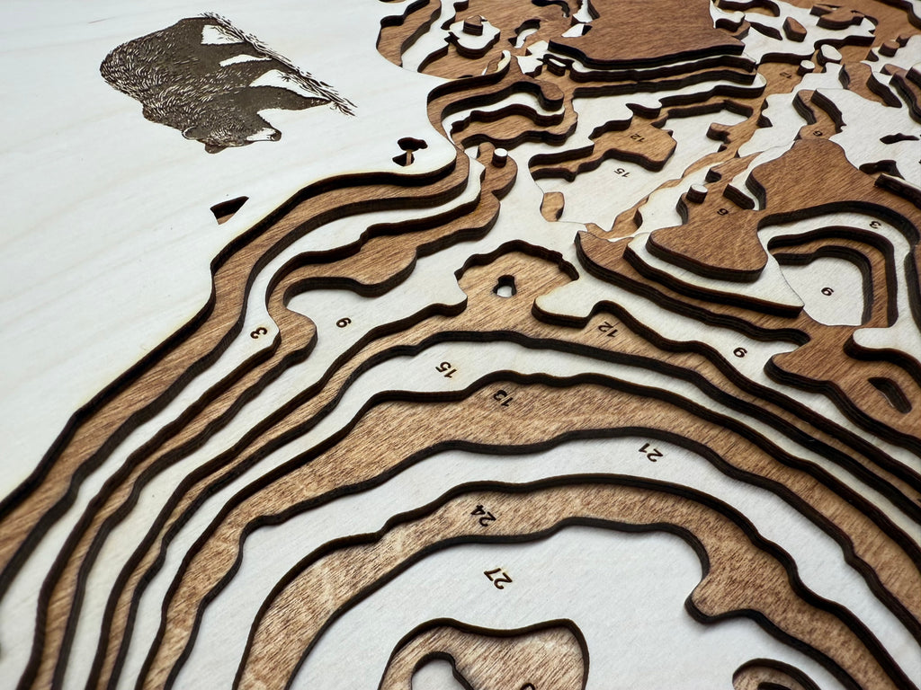 Chisago detail: fine-cut wood layers