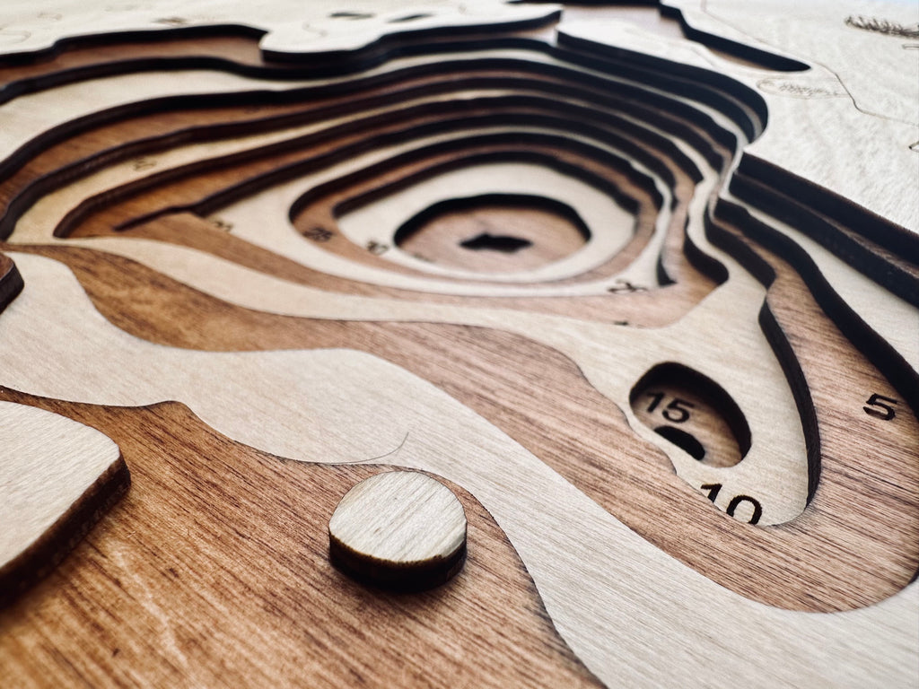 Clamshell detail: layered wood showing structure