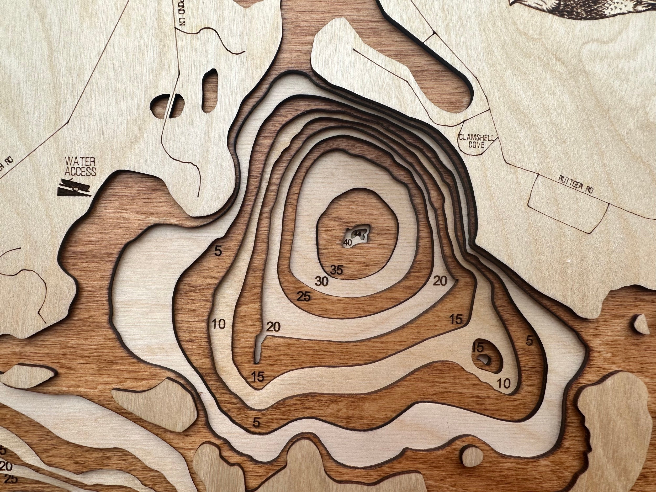 Clamshell detail: precision laser cuts