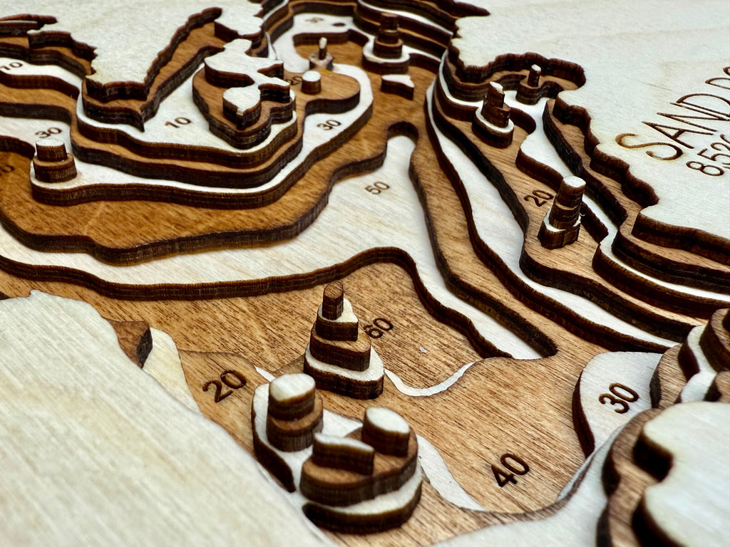 Crane, Sand Point, Mukooda detail: connected lakes in wood