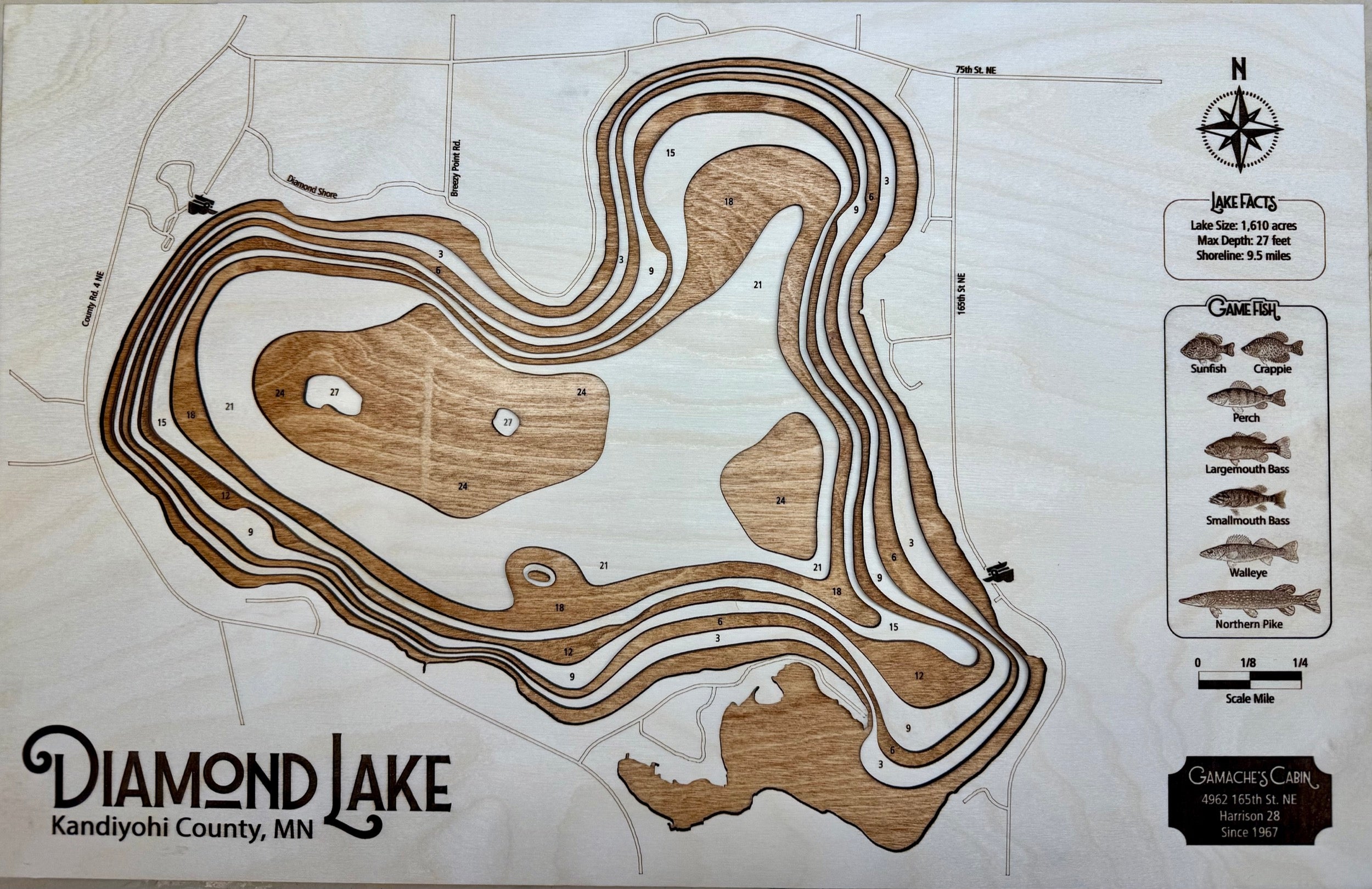 Diamond Lake – Kandiyohi County – graphic designer's personal touch by Laser Lakes