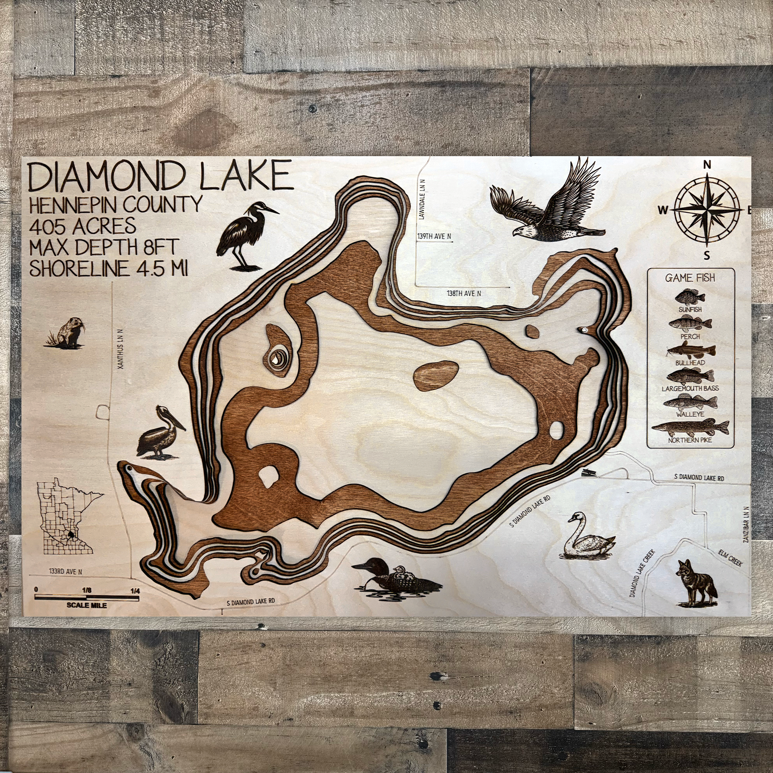 Diamond Lake Map – Near Rogers – Hennepin County – Minnesota