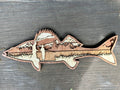 Parent and child fishing peacefully as clouds drift overhead – laser cut wood art by Laser Lakes