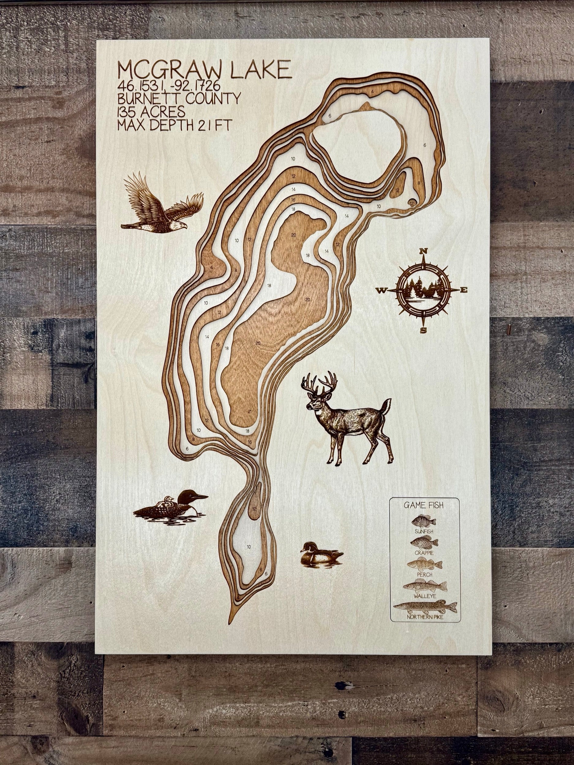 McGraw Lake Map - Burnett County - Wisconsin