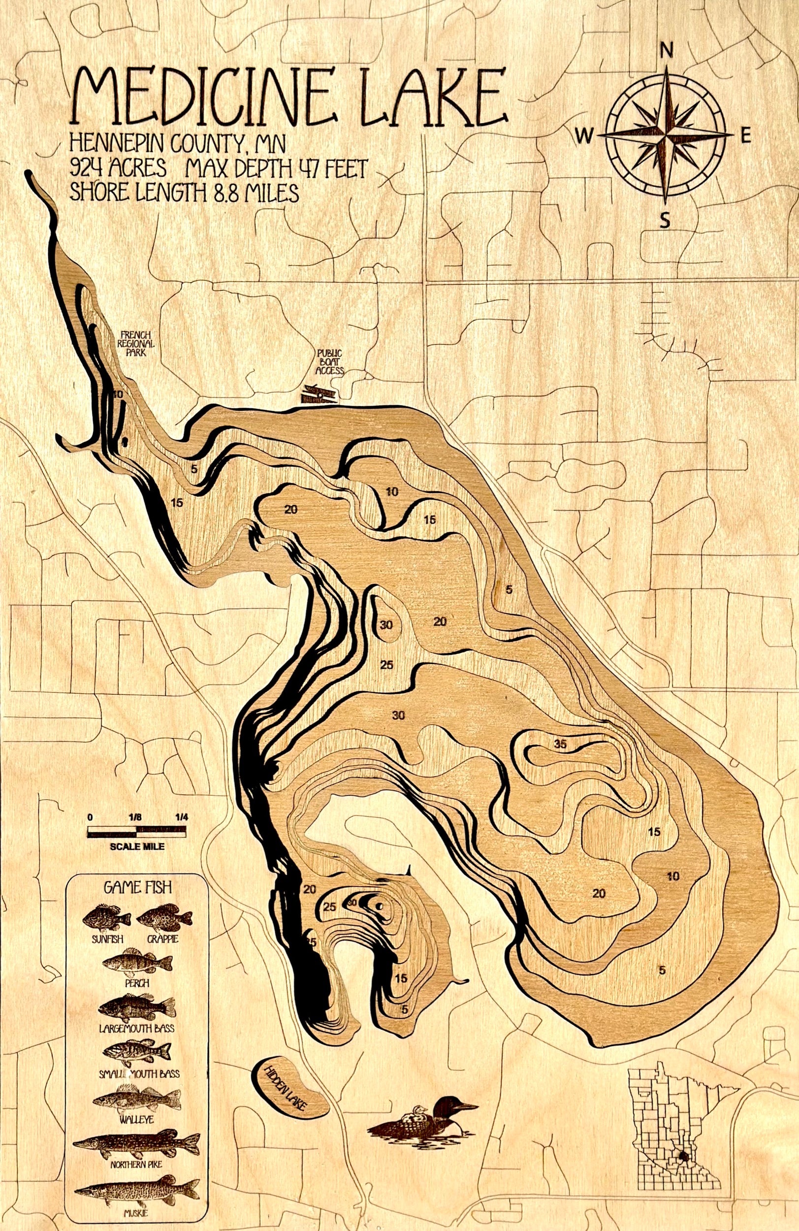 Medicine Lake – Plymouth, Minnesota – depth map by Laser Lakes