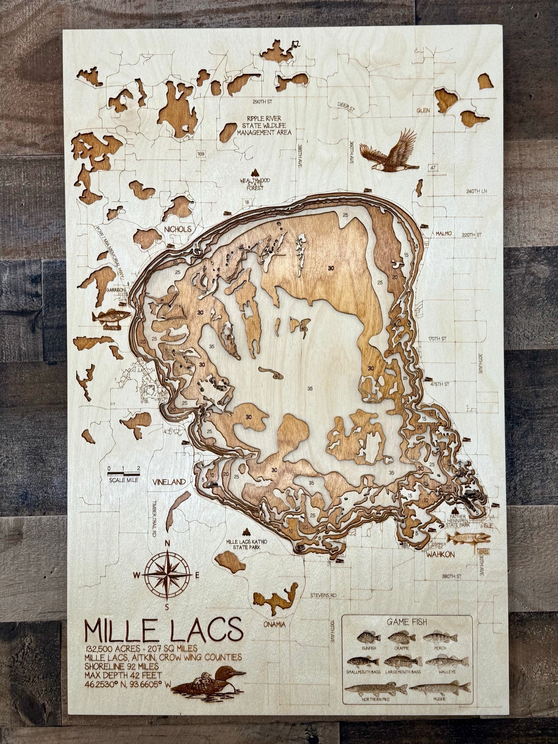 Mille Lacs Lake Map – Aitkin County – Minnesota