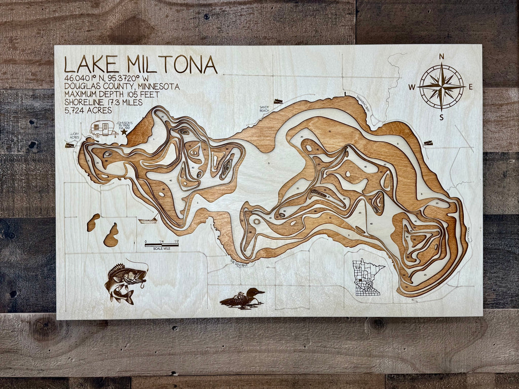 Miltona Lake – 14 layers to show structure – Douglas County by Laser Lakes