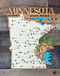 Minnesota State Parks Map laser-cut multilayer wood topographic guide