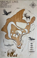 Ninemile Lake Minnesota laser-cut wood topographic depth map