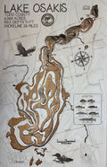 Osakis Lake Todd County Minnesota laser-cut wood topographic depth map