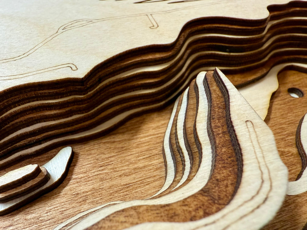 Ossawinnamakee Lake Crow Wing County Minnesota layered wood depth map with game fish section