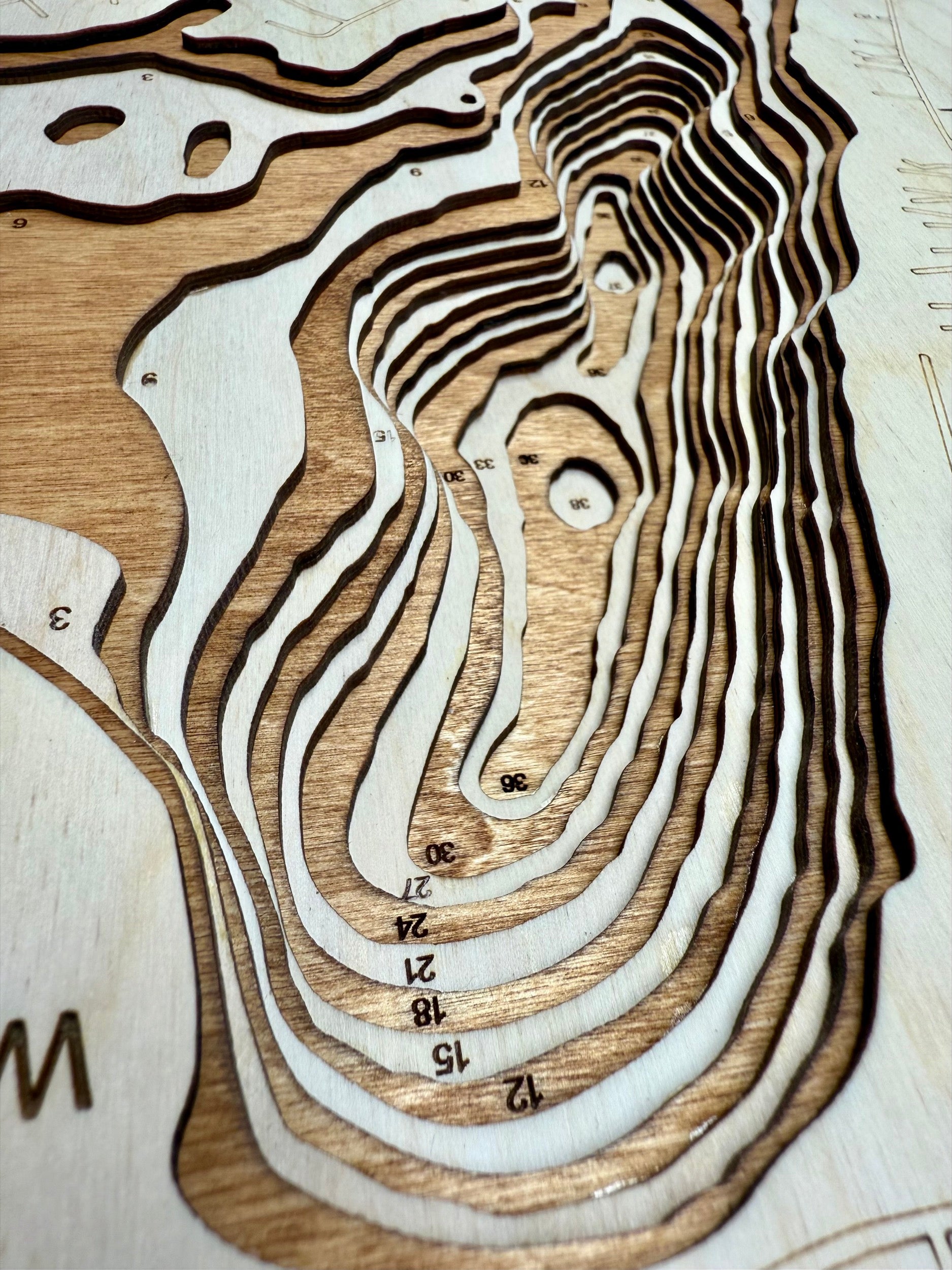 Owasso Lake Ramsey County Minnesota multilayer wood bathymetric depth map