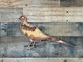Pheasant hunting scene: hunter with two dogs pursuing a noble pheasant – laser cut wood art by Laser Lakes
