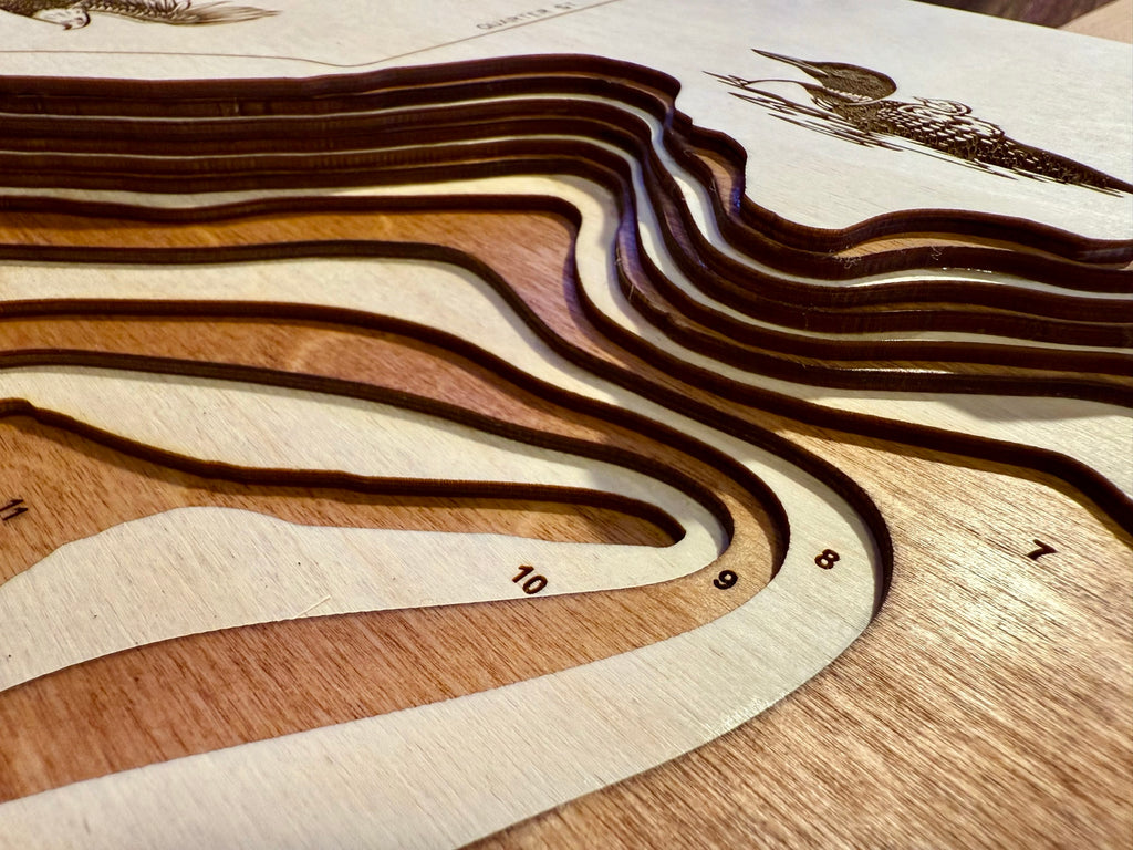 Quamba Mud Lake Minnesota wood topographic map detail with depth contours