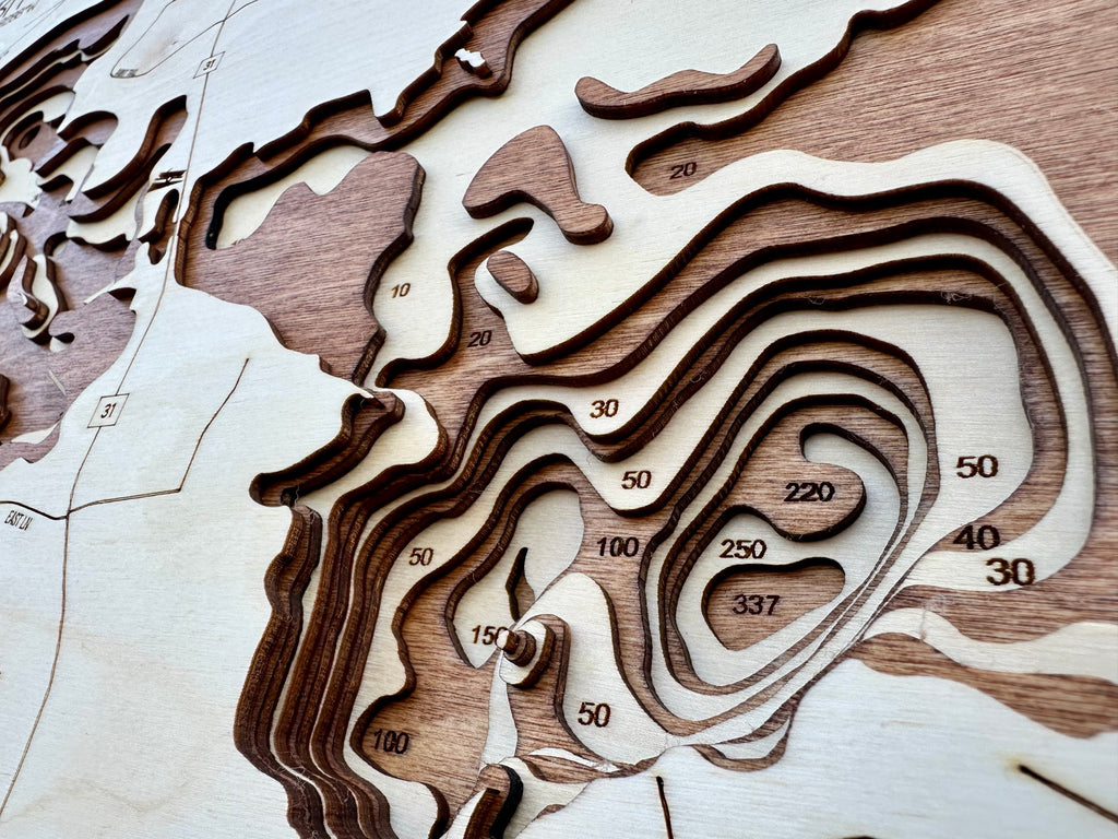 Rabbit Lake Minnesota wood topographic map detail with depth contours