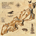 Ross Lake Crow Wing County Minnesota laser-cut wood topographic depth map