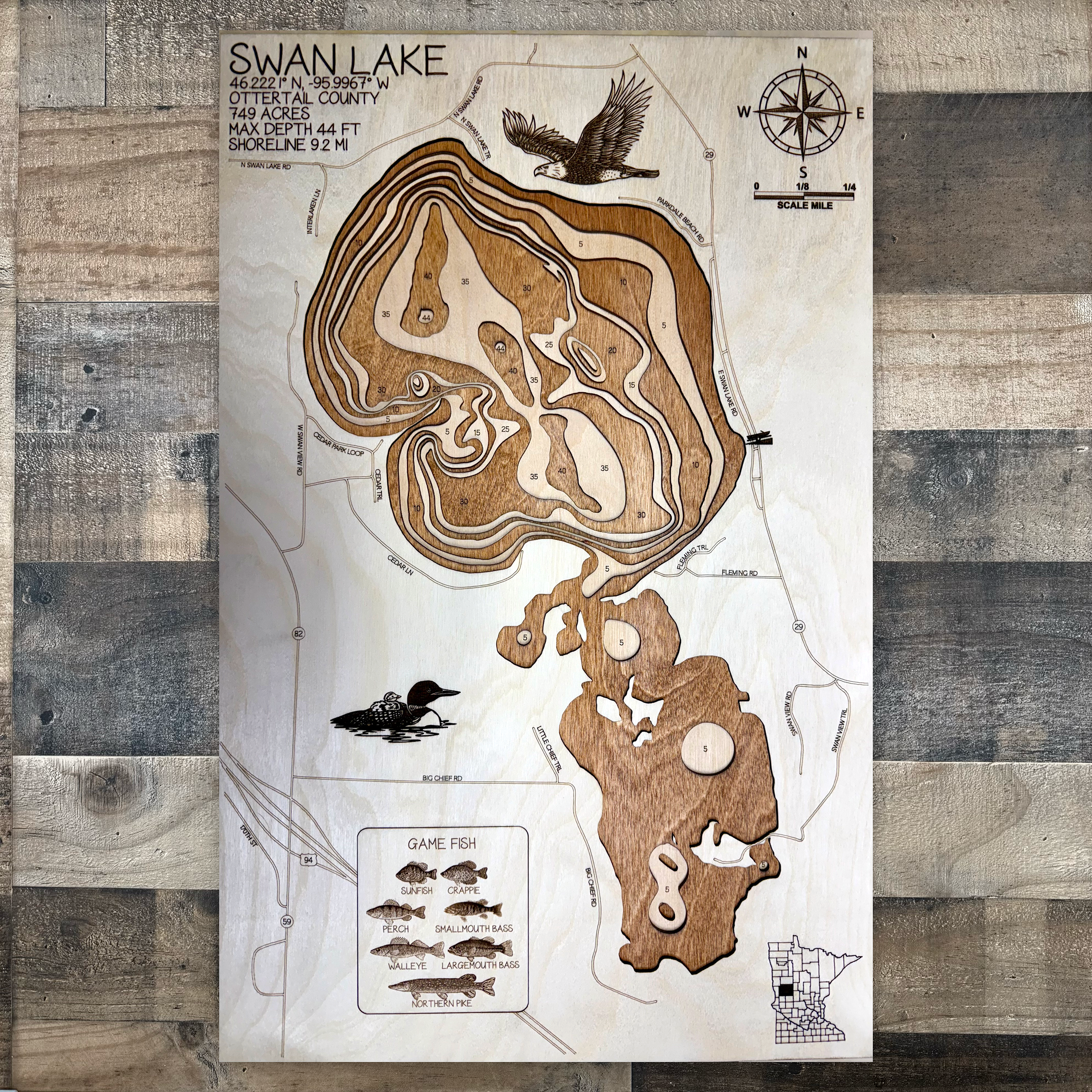 Swan Lake Map – Near Fergus Falls – Otter Tail County – Minnesota