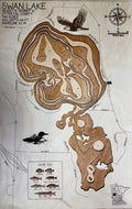 Swan Lake Fergus Falls Otter Tail County Minnesota laser-cut wood topographic depth map