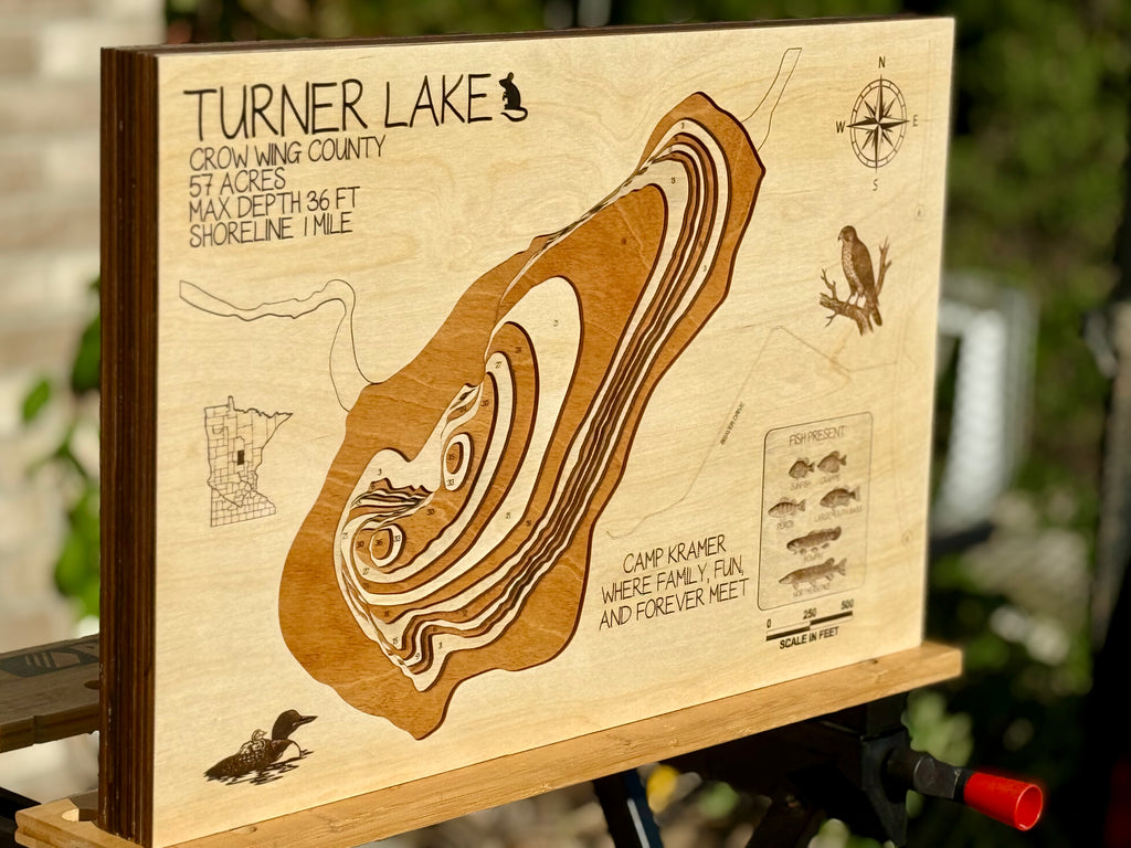 Turner Lake Crow Wing County Minnesota multilayer wood bathymetric depth map