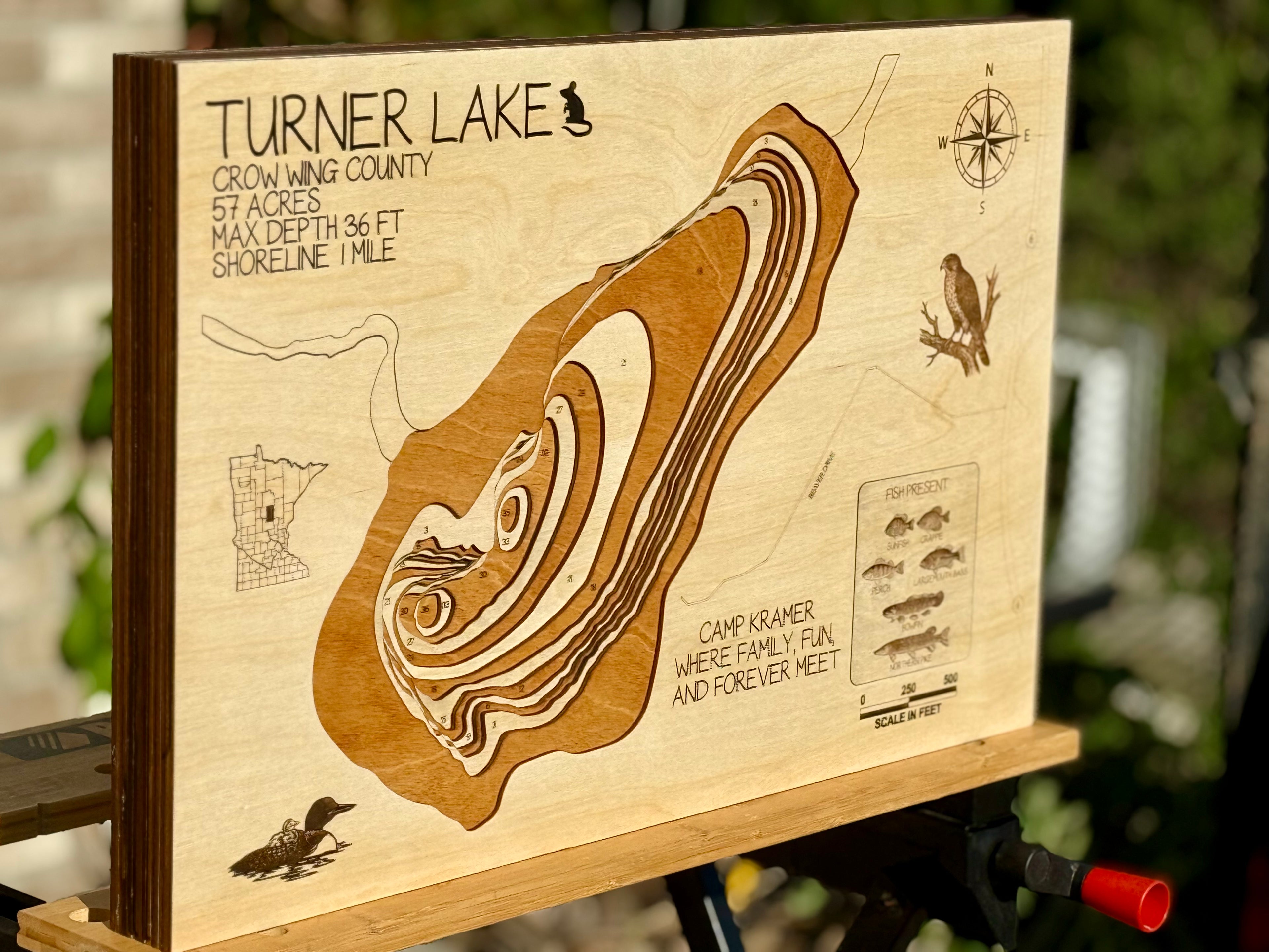 Turner Lake Crow Wing County Minnesota multilayer wood bathymetric depth map