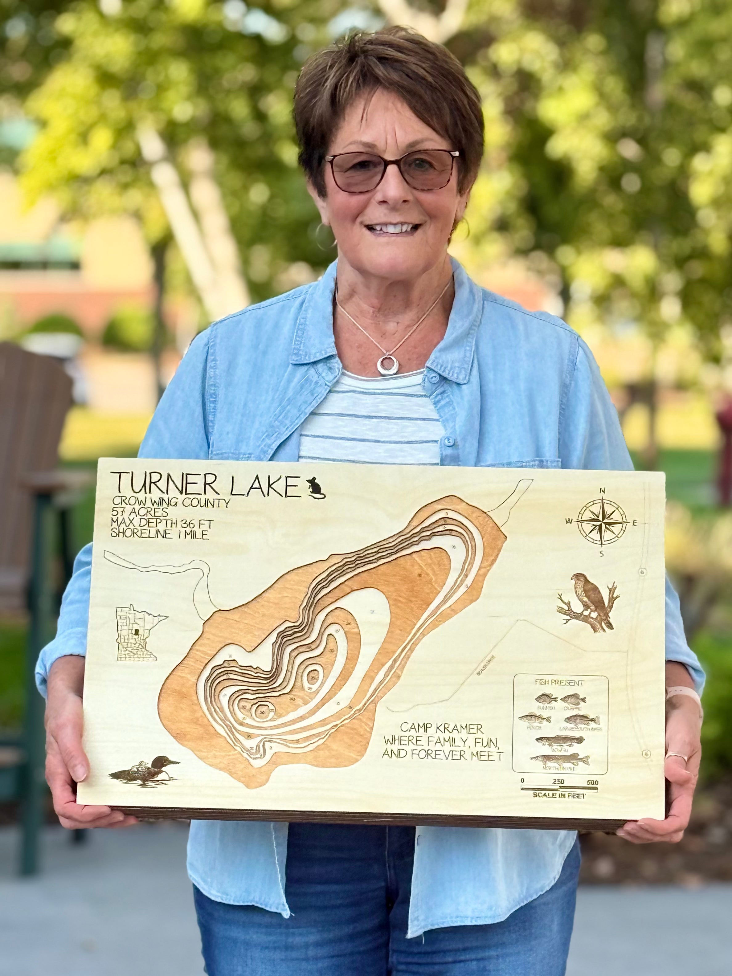 Turner Lake Minnesota wood topographic map detail with depth contours