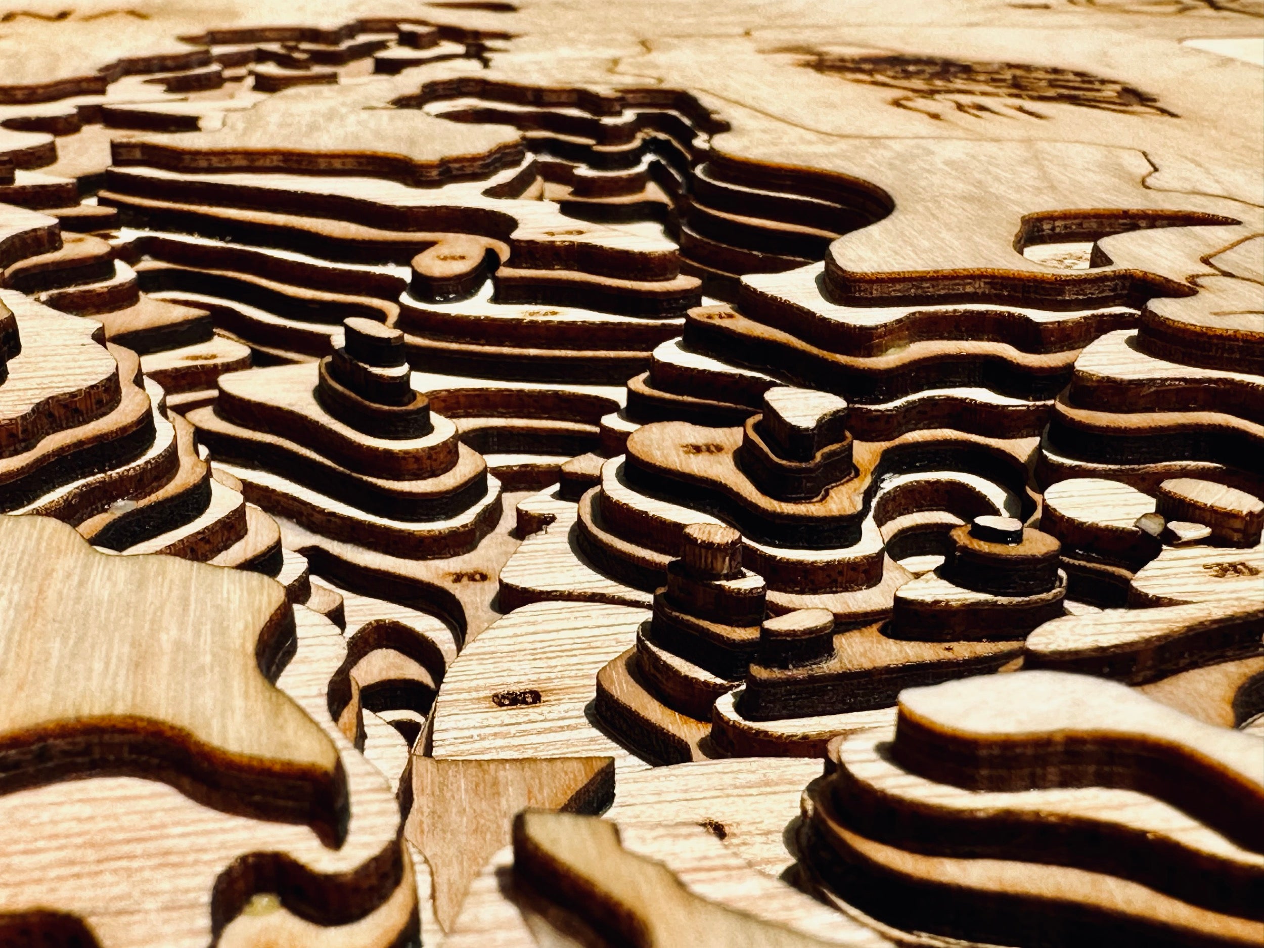 Wabana Lake Itasca County wooden laser-cut bathymetric depth map