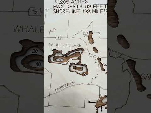Minnetonka Lake depth map detail – layered Baltic Birch, laser cut | Laser Lakes